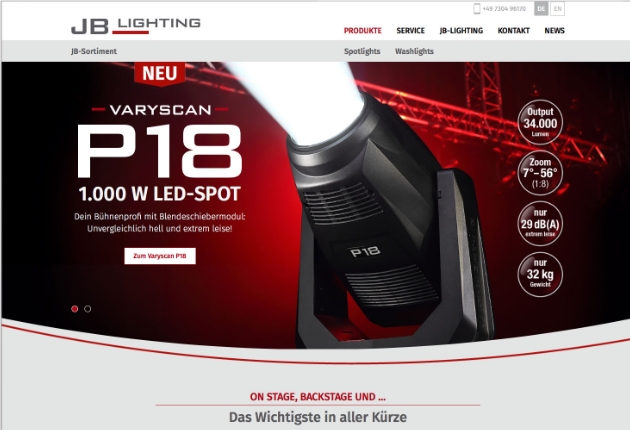 JB-Lighting relauncht einen modernisierten und überarbeiteten Webauftritt